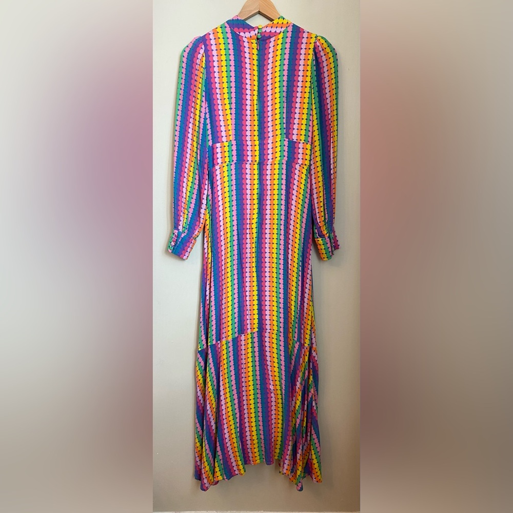 Olivia Rubin Agnes Rainbow Maxi Dress Size 4 Bold Boho Designer Maximalist - Picture 6 of 16